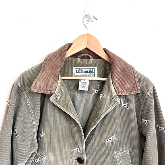 LL Bean Hunting Dog Corduroy Womens Chore Coat Barn Jacket Size MP Embroidered - Picture 4 of 15